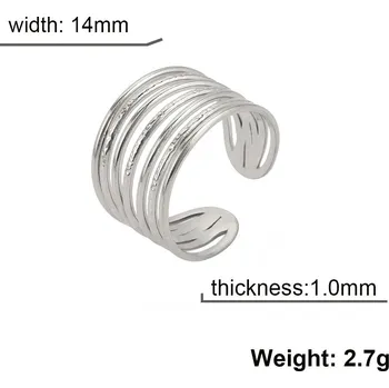 Prsten Široký vícevrstvý prsten nastavitelný ocelový | stylový šperk - Barva oceli