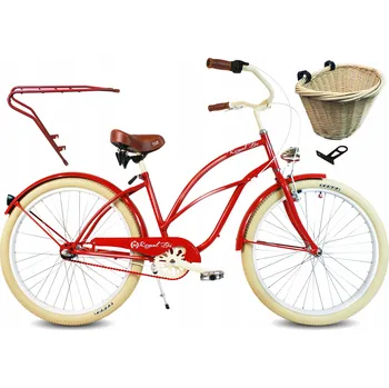 Městské kolo Cruiser kolo RoyalBi Plážový cruiser 26 ROSIE dámské, rám 18,5 palce, kolo 26", červené