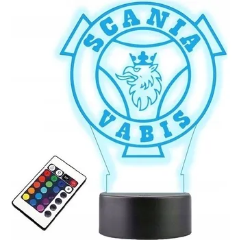 Lampička LAMPIČKA na SKLE Automobilová Scania Logo 3D LED RGB + DÁLKOVÝ OVLADAČ 16 BAREV