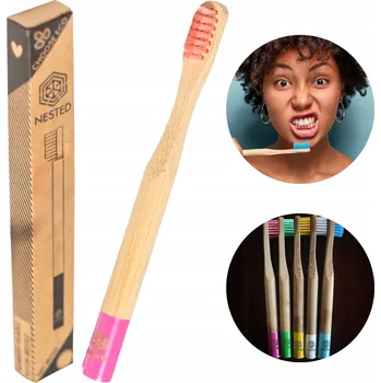 Zubní kartáček NESTED Bambusový Kartáček na Zuby Růžový