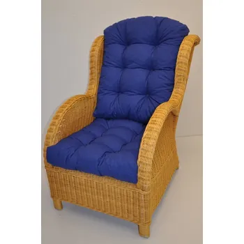 Nábytek Ratanové křeslo Ear medové Modrý melír