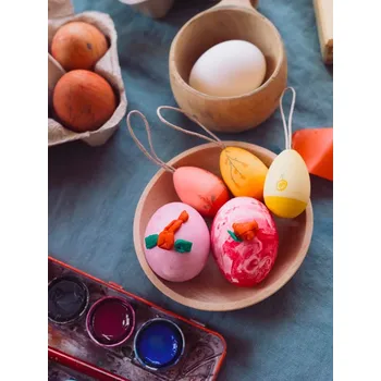 Dřevěná hračka Grapat Dřevěná velikonoční vajíčka (teplé barvy)