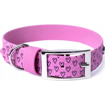 Obojek pro psa Obojek s přezkou Hexa, malé srdce, vel L, levandulově růžový