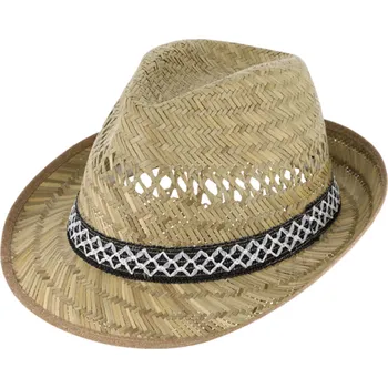 Klobouk Fiebig - Headwear since 1903 Slaměný klobouk s ozdobnou stuhou - Trilby Velikost: 59 cm (L)