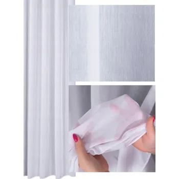 Záclona Bílá batistová Záclona , Elegantní Záclona s tunelem z žabí pásky, šířka 120x170