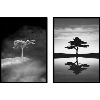 Obraz OBRAZ PLAKÁTY V RÁMU 53x73cm Dyptych Sada 2 obrazů Stromy Strom P1719