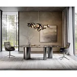 DELIFE Jídelní stůl Edge oválný 280x130 keramika Iris FMG Agatablack Troa nerezová ocel grafit