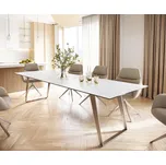 DELIFE Jídelní stůl Edge 300x100 keramika Laminam® Statuarietto bílá nerezová ocel šikmý