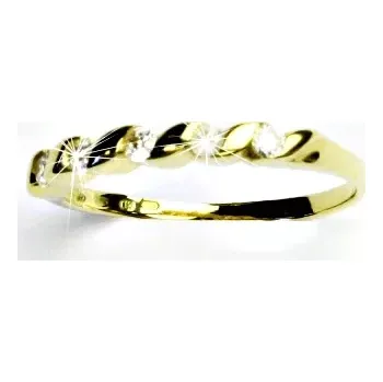 Prsten Zlatý prsten čiré zirkony - VR221 - žluté zlato (Prstýnek se zirkony ve žlutém zlatě)