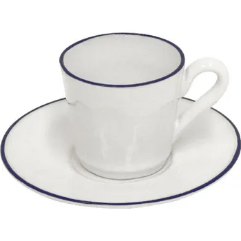 Šálek na kávu s podšálkem 0,08L, BEJA, bílá&modrá/(balení)|Costa Nova