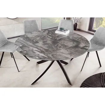 Jídelní stůl Kulatý jídelní stůl - Alpine, šedý mramor