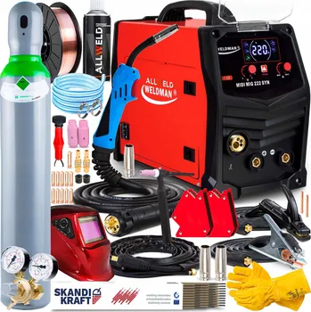 Svářečka INVERTOROVÁ SVÁŘEČKA WELDMAN MIDI MIG 222 SYNERGIE MMA TIG HLINÍK 230V