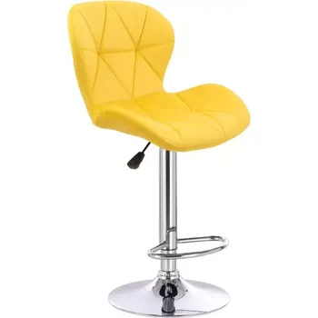 Barová židle LuxuryForm DESIGN Barová židle LIVIO VELUR na stříbrném talíři - žlutá