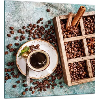 Kuchyňské prkénko SKLENĚNÁ OCHRANNÁ DESKA / PANEL S LEPIDLEM 60x65 KÁVA Tvrzené Sklo do Kuchyně 7v1