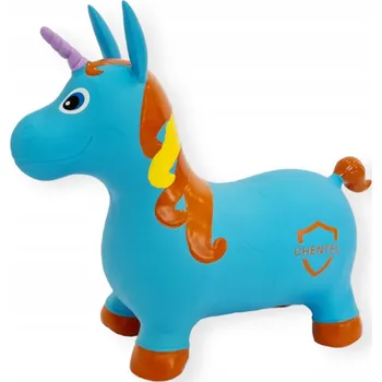 Obraz Skákadlo pro 2leté děti Gumové Nafukovací Premium Jednorožec Koník modrý s pumpičkou