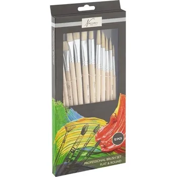 Umělecký štětec Creative Craft Group Štětce kulaté a ploché syntetické č. 3, 4, 5, 6, 7, 8 sada (12ks)