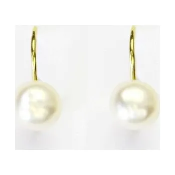 Náušnice Zlaté náušnice přírodní perla bílá - NK1183m - žluté zlato (Náušnice s perlou ve žlutém zlatě)
