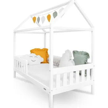 Dětská postel Dětská postel domeček se zábradlím a roštem New Baby CASTELLO 180x90 cm bílá