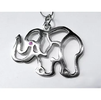 Přívěsek Stříbrný přívěsek velký slon pink zirkon - DN212 (Stříbrný přívěsek slon se zirkonem)