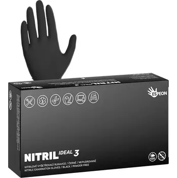 Vyšetřovací rukavice Nitrilové rukavice NITRIL IDEAL3 100ks - Černá - L