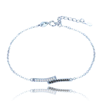 Náramek MINET Luxusní stříbrný náramek s bílým a černými zirkony