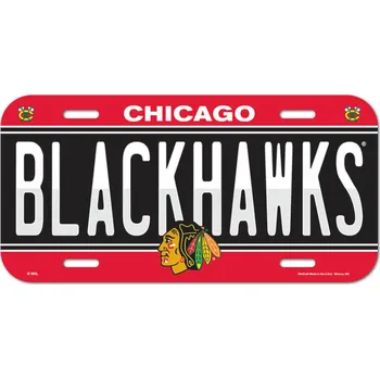 Plechová cedule Chicago Blackhawks cedule na zeď License Plate Banner 86580