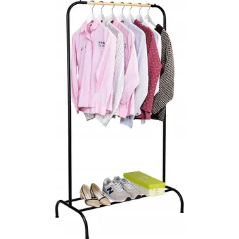 Věšák STOJACÍ VĚŠÁK NA OBLEČENÍ ŠATNA ČERNÝ KOVOVÝ PODLAHOVÝ LOFT