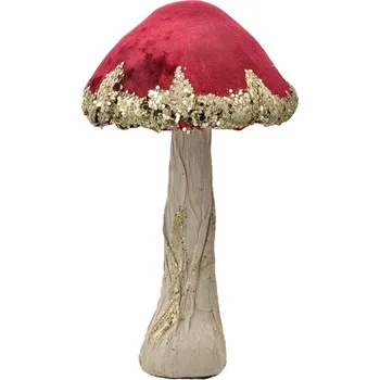 Houba s červeným kloboukem a zlatými detaily Mushroom - Ø 17*29 cm