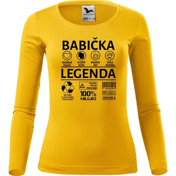 Dámské tričko DOBRÝ TRIKO Dámské bavlněné triko Babička legenda Velikost: M, Barva: Žlutá