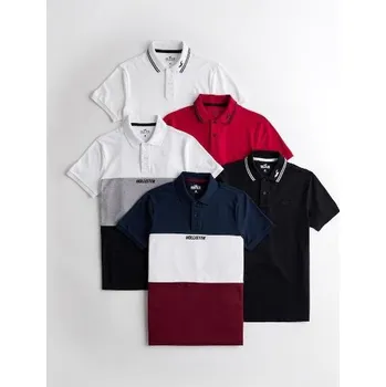 Pánské tričko POLOKOŠILE HOLLISTER - ŠEDÝ PRUH - 08