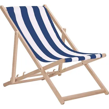Zahradní lehátko Dřevěné zahradní lehátko - modré pruhy