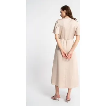 Dámské šaty CLICK Letní šaty 60-6107 Béžová Comfortable Fit 42