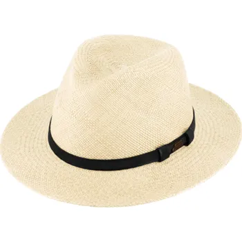 Klobouk Fiebig - Headwear since 1903 Letní slaměný klobouk Fedora Natur - ručně pletený - Ekvádorská panama Velikost: 55 cm (S)