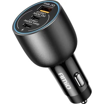 Amio USB nabíječka do auta 12/24V 2x USB-C + USB-A 100W s čipy GaN