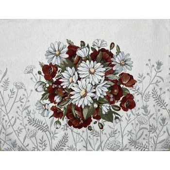 Povlak na polštářek Tegatex Gobelínové prostírání chenille - vlčí mák a kopretina