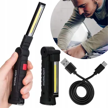 Svítilna Akumulátorová svítilna černá ABS 240 lm s hákem a magnetem