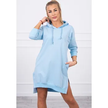 Dámské šaty Dámské modré šaty s kapucí a delším zadním dílem K-Fashion, UNI i519_19694-U