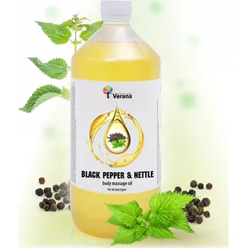 Masážní přípravek VERANA Černý pepř a kopřiva rostlinný masážní olej 1000ml