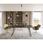 DELIFE Jídelní stůl Edge 200x100 keramika Laminam® Emperador Extra Lucidato tmavě hnědá nerezová ocel šikmý