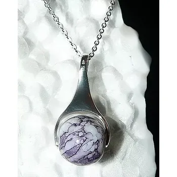 Přívěsek Stříbrný přívěsek fialový mramorový korálek - DN12 (Stříbrný přívěsek s korálkem)