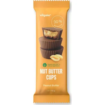 Cukrovinka Vilgain Nut Butter Cups BIO – arašídové máslo 39&nbsp;g (3 x 13 g)
