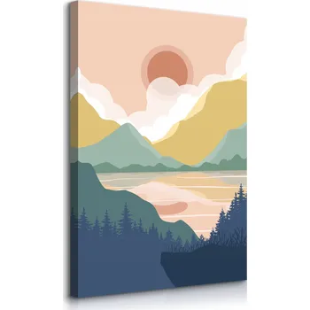 Obraz VELKÝ OBRAZ DO LOŽNICE LES HORY KRAJINA BOHO STYL PŘÍRODA ABSTRAKCE 20x30