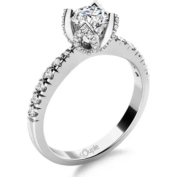 Prsten Couple, Třpytivý zásnubní prsten Romantico Ariadne, bílé zlato se zirkony, vel. 52, prům. 16.6 mm, 585-68-1-4268.1B00.0.52.001