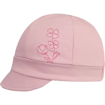 Čepice Dívčí bavlněný baret s kšiltem - vzor 03 - světle pudrová 50 - 52