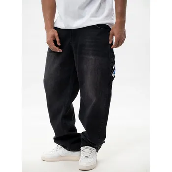 Pánské kalhoty Džíny SUPER BAGGY 6 KAPES Pánské Cargo Černé Jigga WEAR XL