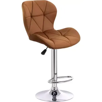 Barová židle LuxuryForm DESIGN Barová židle LIVIO VELUR na stříbrném talíři - hnědá