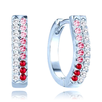 Souprava šperků MINET Luxusní stříbrné náušnice s bílými, červenými a růžovými zirkony JMAS0291CE00