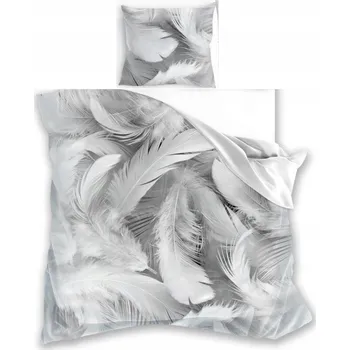 Povlečení Povlečení ŠEDÉ PEŘÍČKA 140x200 bavlna