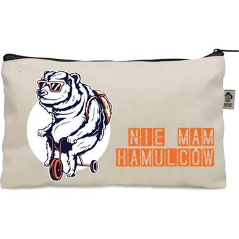 Kosmetická taška Kosmetická taštička béžová NEMÁM BRZDY medvěd kolo KO_306
