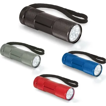 Svítilna FLASHY. Hliníková svítilna s 9 LED diodami 1 bez potisku bez potisku